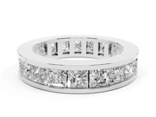 Princess Cut Eternity Band with Channel Set White gold