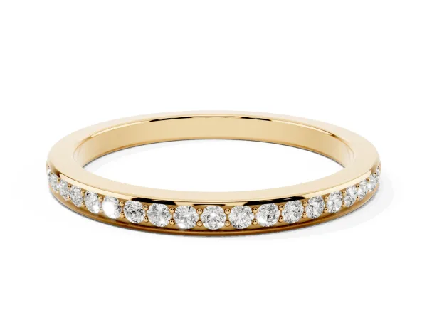 Round Diamond Pavé Set Half-Eternity Band Yellow gold