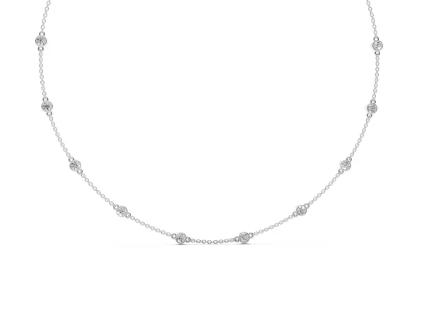 Bezel-Set Round Diamond Station Necklace Silver