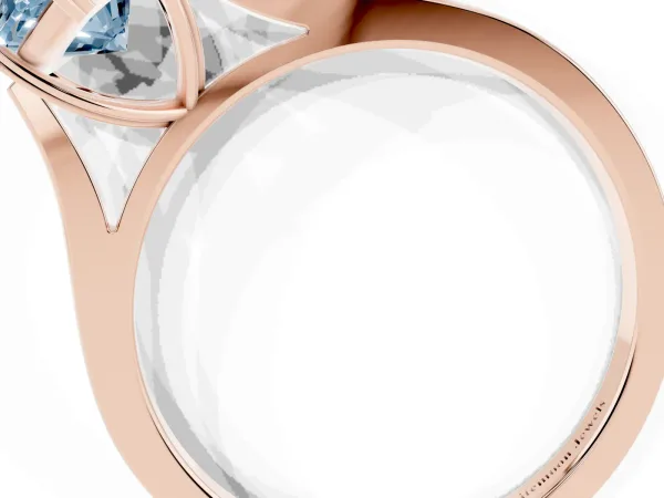 Fancy Blue Marquise Cut Solitaire Heart Prong Engagement Ring with Tapered Band Rose gold