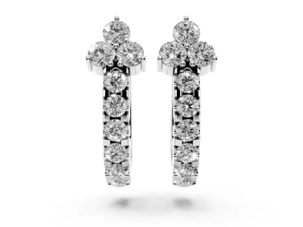 Round Cut Diamond Pavé Huggie Hoop Earrings Silver