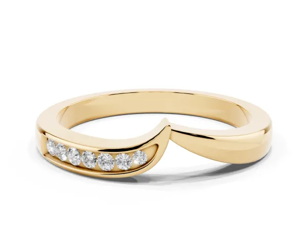 Channel Set Round Diamond Contour Band Yellow gold