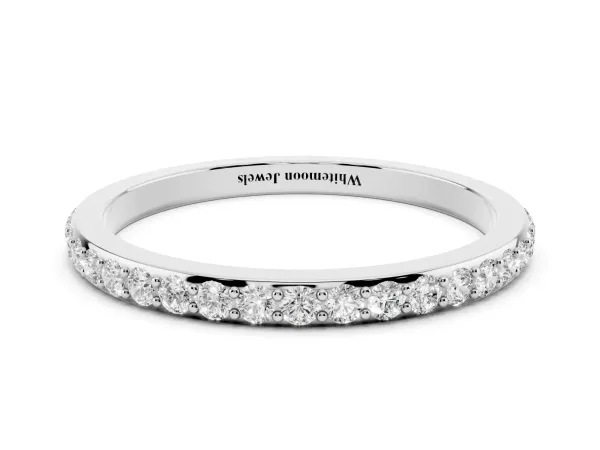 Pavé Round Diamond Eternity Band with Shared Prong Setting White gold