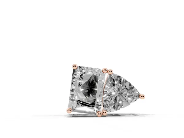Radiant and Trillion Diamond Two-Stone Pendant with Prong Setting Rose gold