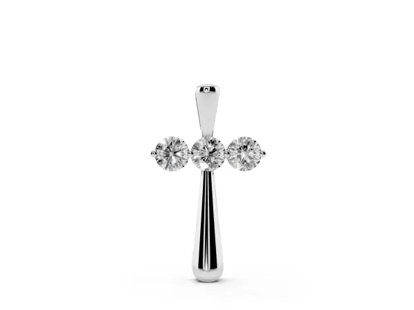 Round Brilliant Three-Stone Prong Set Pendant Silver