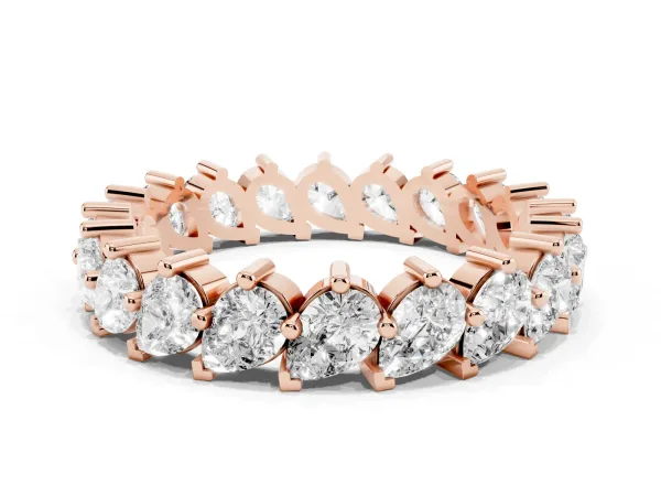 Pear Diamond Full Eternity Band with Shared Prong Setting Rose gold