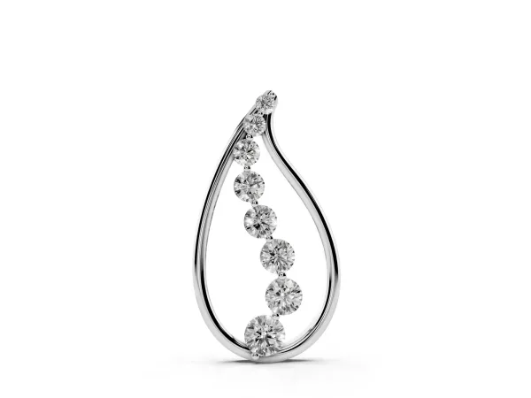 Teardrop Diamond Prong-Set Round Pendant Silver
