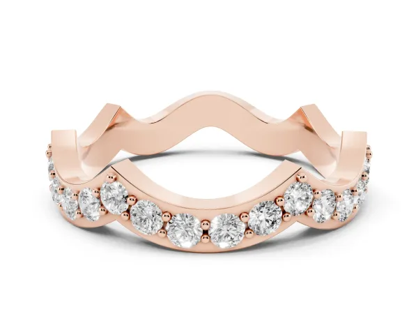 Round Diamond Pavé Zigzag Eternity Band Rose gold