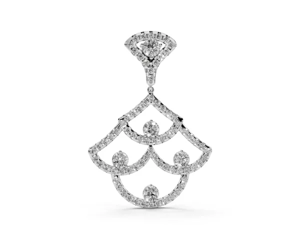 Pavé Round Diamond Fan Prong Pendant Silver