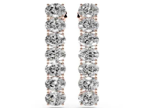 Oval Diamond Huggie Hoop Earrings Rose gold