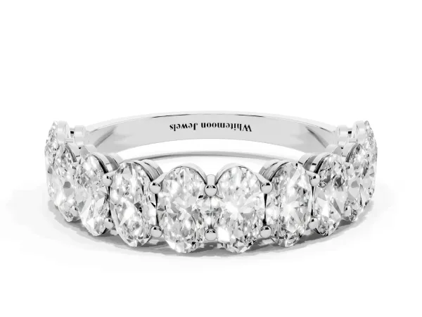 Oval Diamond Prong-Set Eternity Band White gold