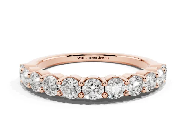Round Diamond Half Eternity Band with Prong Setting Rose gold