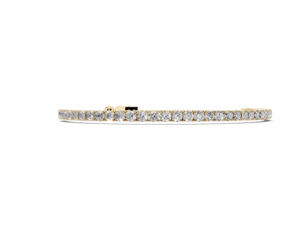 Round Cut Diamond Tennis Bracelet with Box Chain and Four-Prong Setting Yellow gold