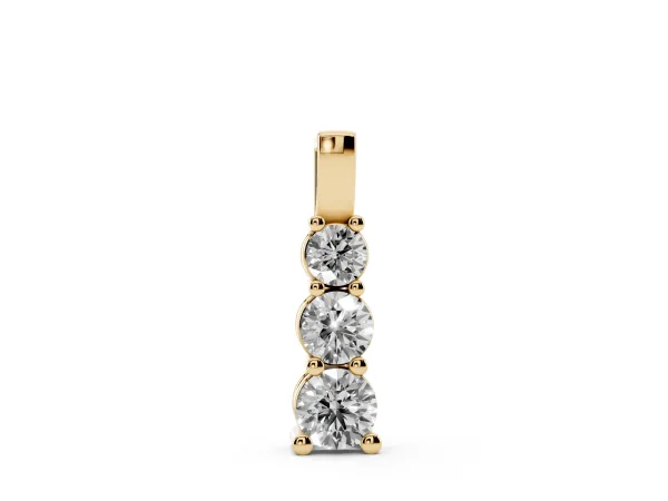 Round Diamond Vertical Prong Pendant Yellow gold