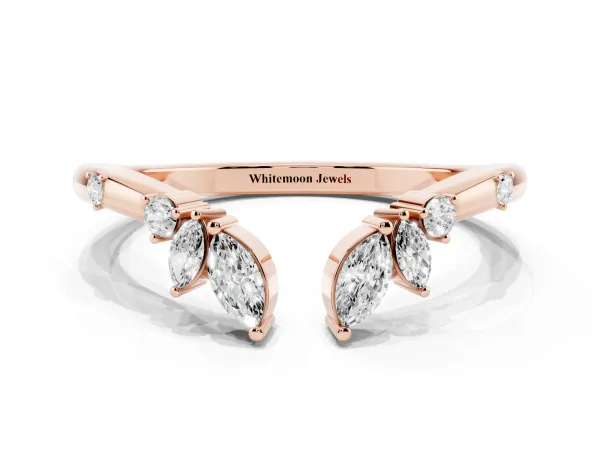 Open Marquise Cluster Diamond Band with Prong Setting Rose gold