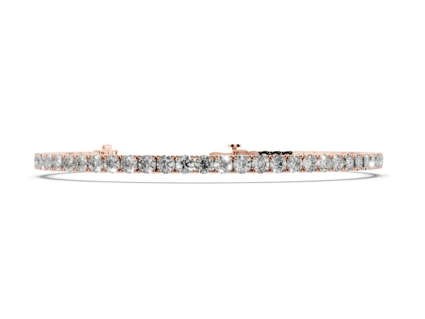 Round Diamond Tennis Bracelet with Prong Setting in White Gold Rose gold