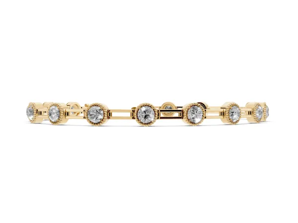 Round Bezel-Set Diamond Tennis Bracelet with Open Link Band Yellow gold