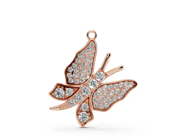 Pavé Round Diamond Butterfly Pendant Rose gold