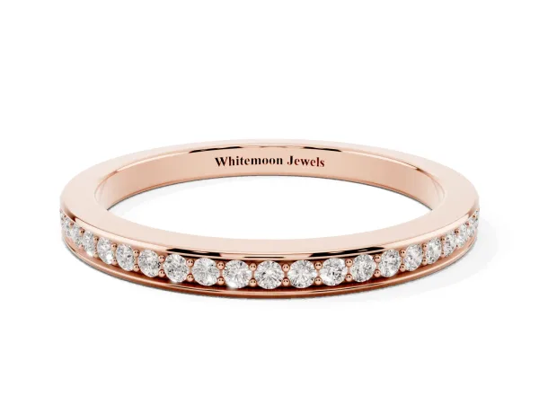 Round Diamond Pavé Set Eternity Band with Channel Setting Rose gold