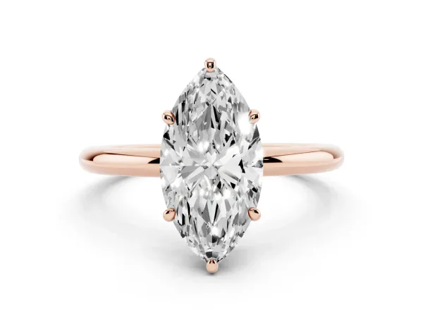 Oval Cut Solitaire Diamond Ring with Four-Prong Setting on a Plain Band Rose gold