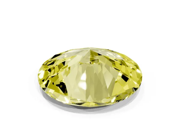 Fancy Yellow Oval Cut Diamond Solitaire Ring with Prong Setting and Pavé Band White gold
