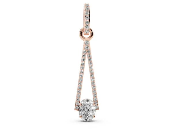 Round Diamond V-Prong Pavé Pendant Rose gold