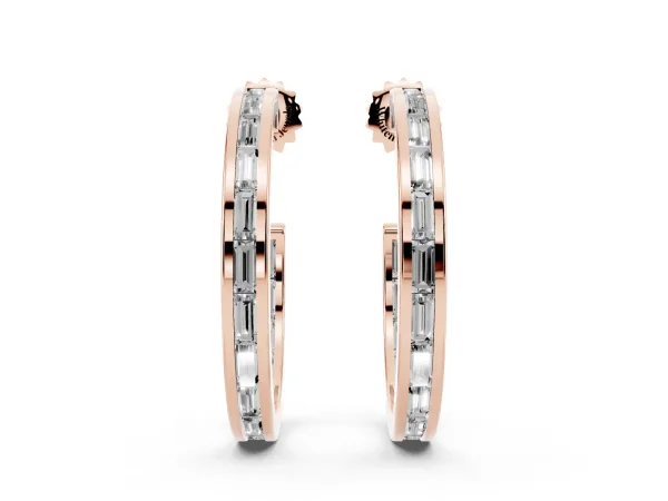 Baguette Diamond Channel-Set Inside-Out Hoop Earrings Rose gold