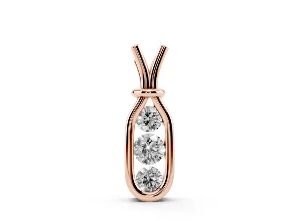 Three-Stone Round Diamond Bezel Pendant Rose gold