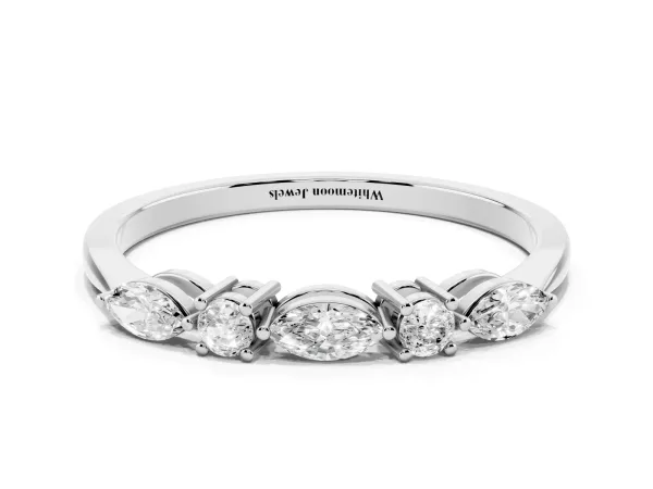 Prong Set Round Diamond Half-Eternity Band White gold