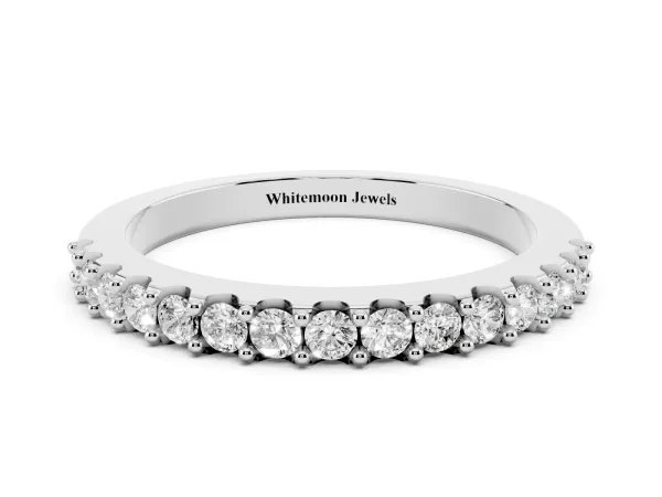 Round Diamond Pavé Set Half Eternity Band White gold