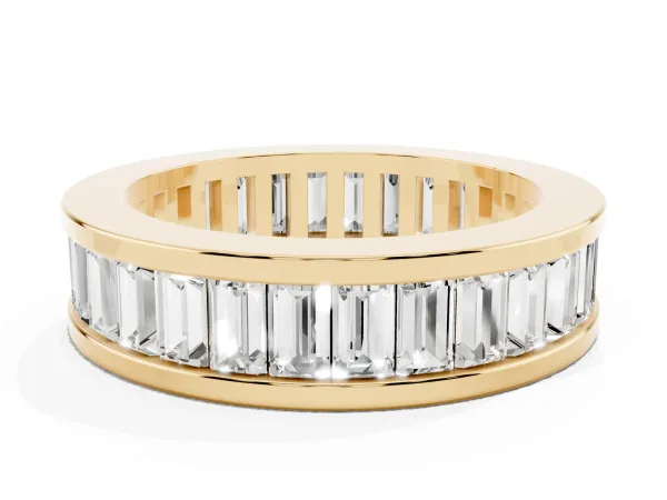 baguette Cut eternity band with channel set Yellow gold