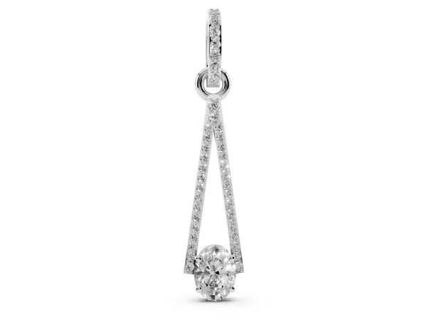 Round Diamond V-Prong Pavé Pendant Silver