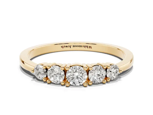 Round Brilliant Diamond Half-Eternity Band with Prong Setting Yellow gold