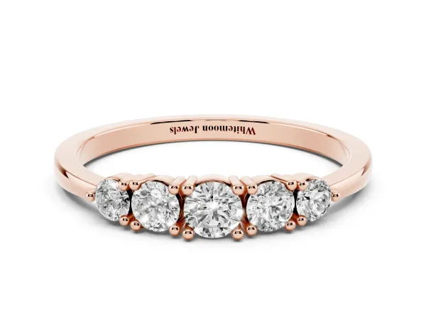 Round Brilliant Diamond Half-Eternity Band with Prong Setting Rose gold
