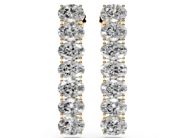 Oval Diamond Huggie Hoop Earrings Yellow gold