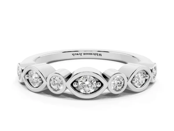 Bezel Set Mixed Shape Diamond Eternity Band White gold