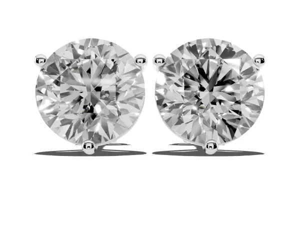 Round Brilliant Diamond Martini Stud Earrings Silver