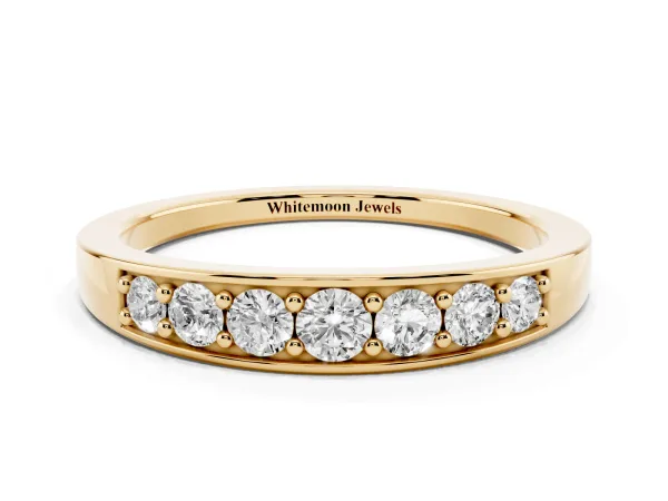 Channel-Set Round Diamond Comfort Fit Band Yellow gold