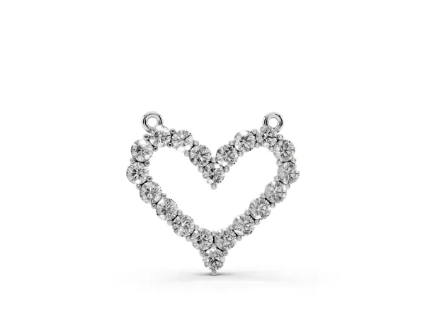 Prong-Set Round Diamond Heart Pendant Silver