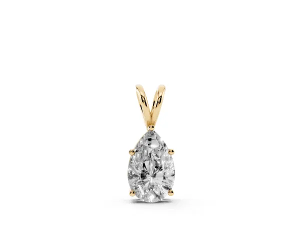 Pear Cut Solitaire Pendant with Three-Prong Setting Yellow gold