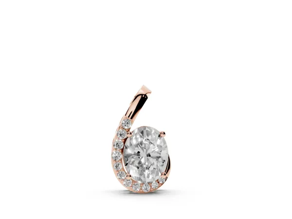 Round Diamond Swirl Pendant with Prong Setting Rose gold