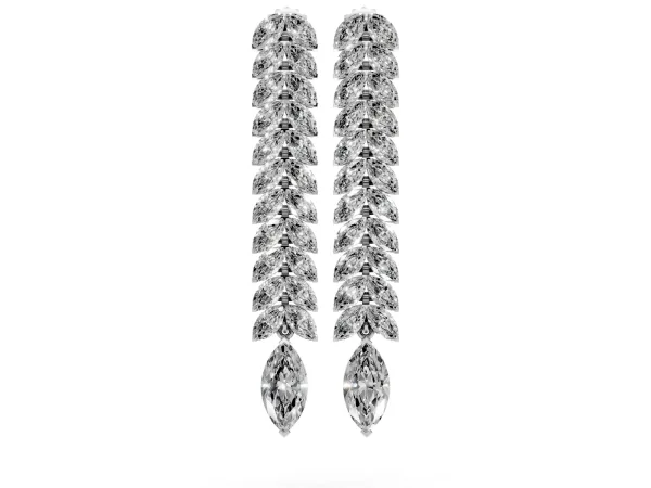Marquise Diamond Double Row Dangle Earrings Platinum