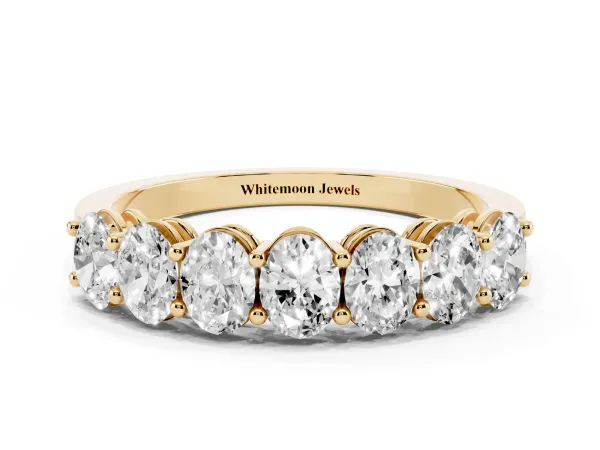 Oval Diamond Shared Prong Eternity Band Yellow gold