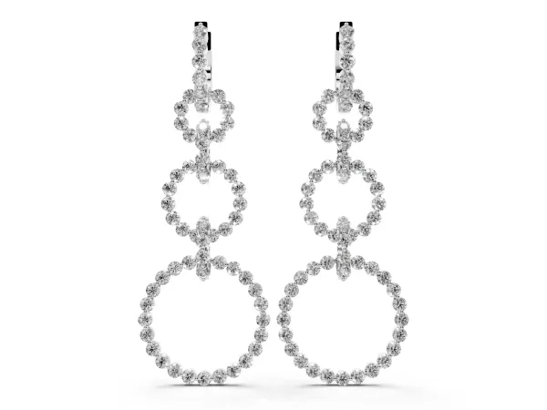 Round Diamond Multiway Open Circle Statement Earrings Platinum