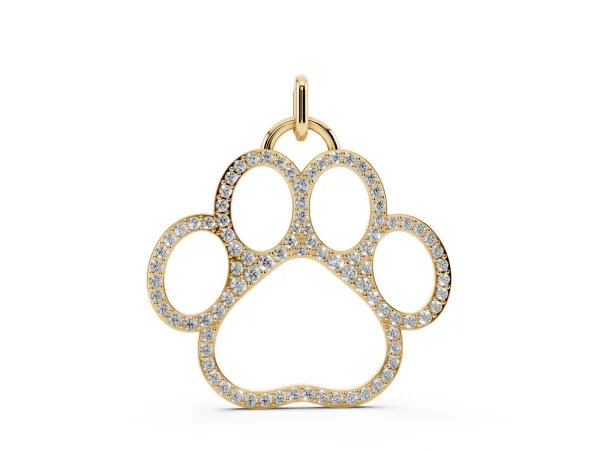 Pavé Round Diamond Paw Pendant Yellow gold