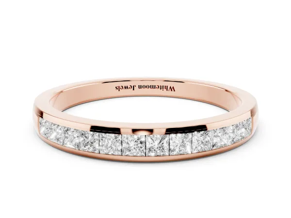 Princess Cut Channel Set Diamond Eternity Band Rose gold