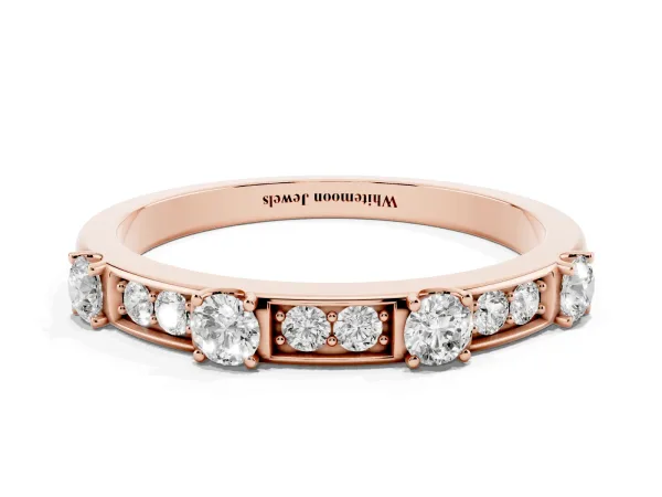 Round Diamond Channel Set Eternity Band with Prong Setting Rose gold