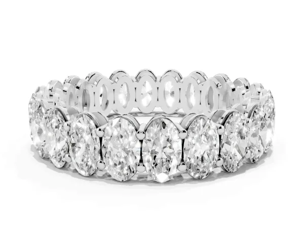 Oval Cut Diamond Eternity Band with Shared Prong Setting White gold