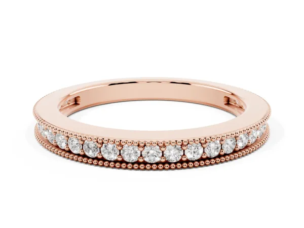Round Diamond Pavé Eternity Band with Milgrain Edge Rose gold