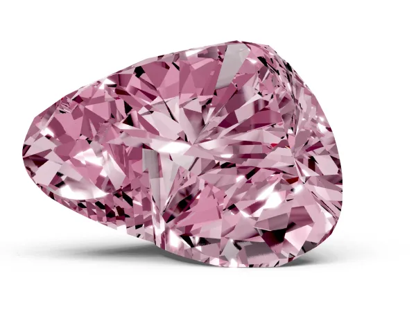 Fancy Pink Heart Cut Cut Double Halo Diamond Engagement Ring with Pave Band and Four-Prong Setting White gold
